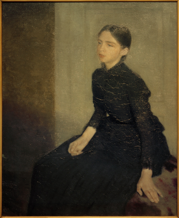 Porträt eines jungen Mädchens. Die Schwester des Künstlers, Anna Hammershöi von Vilhelm Hammershöi