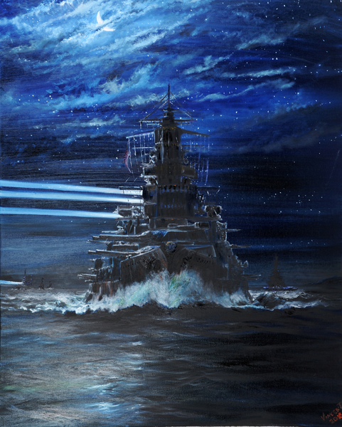 IJN Hiei and Akatsuki light up USS Atlanta, Guadalcanal 1942 von Vincent Alexander Booth