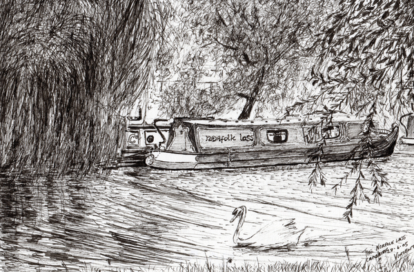 Narrow boats Cambridge von Vincent Alexander Booth