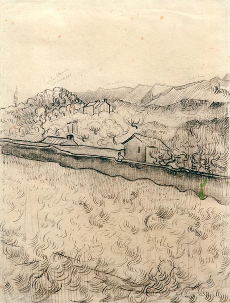 “Ummauertes Feld”, Studienblatt von Vincent van Gogh