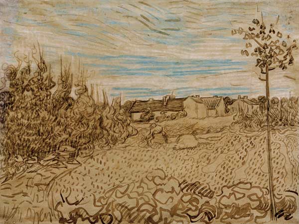 Cottages with a Woman von Vincent van Gogh