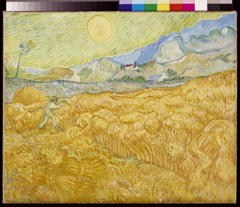 Die Ernte, Kornfeld mit Schnitter (La moisson) von Vincent van Gogh