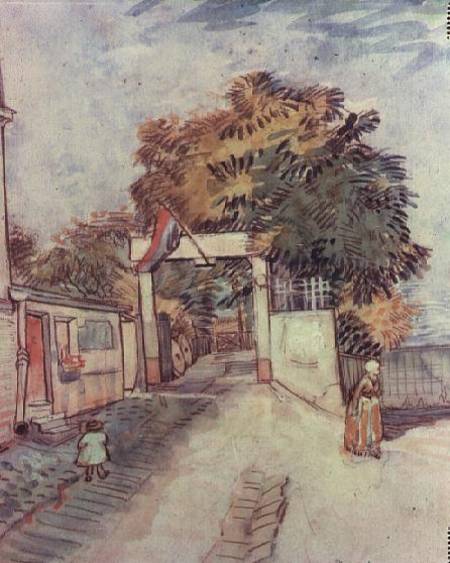 French street scene with access to a vantage point von Vincent van Gogh