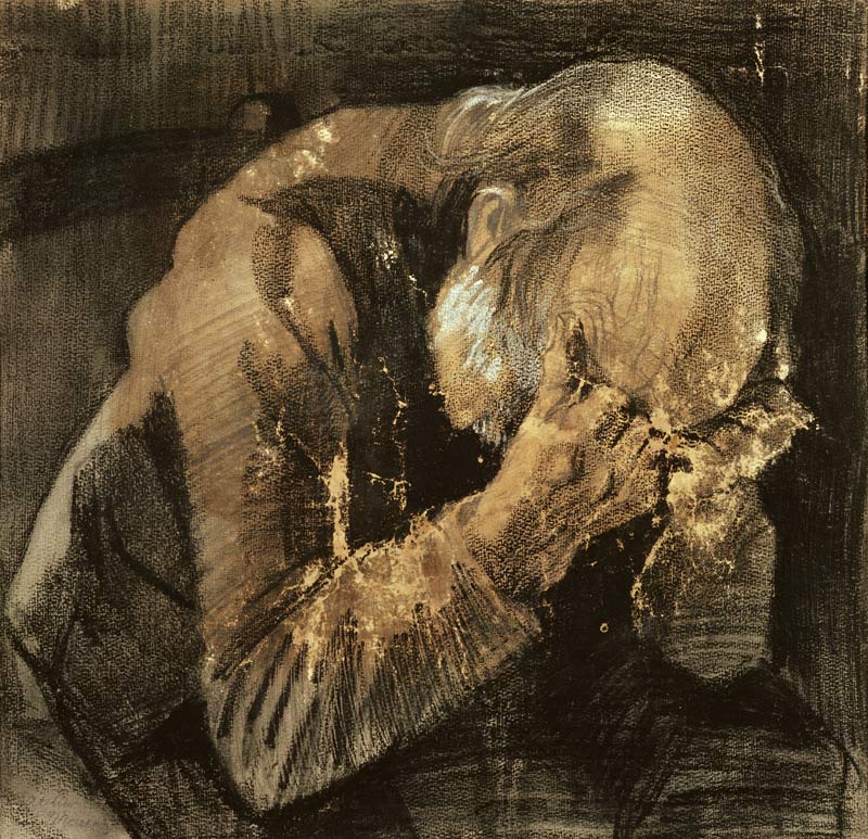 Man with his head in his hands (pencil) von Vincent van Gogh