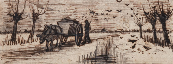 Ox-Cart in the Snow, from a Series of Four Drawings Symbolizing the Four Seasons (pencil, pen and br von Vincent van Gogh