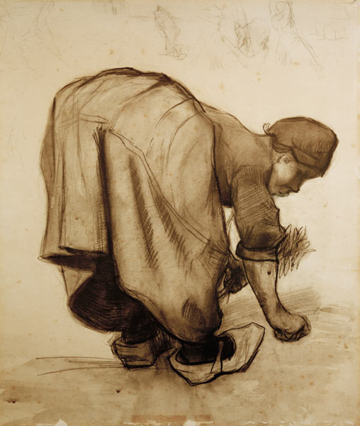 Van Gogh, Peasant Woman Gleaning /Draw. von Vincent van Gogh