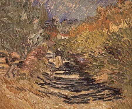 A Road in St. Remy with Female Figures von Vincent van Gogh