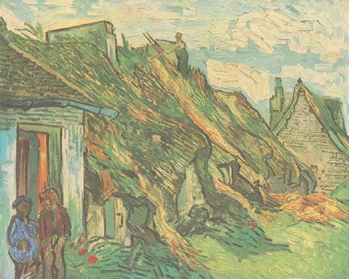 Strohgedeckte Hütten in Chaponval von Vincent van Gogh