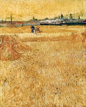 Weizenfeld mit Blick auf Arles 1888