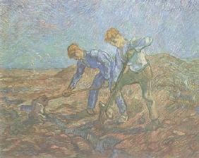 Zwei Bauern beim Umgraben 1889
