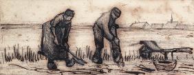 The Potato Harvest, from a Series of Four Drawings Symbolizing the Four Seasons (pencil, pen and bro 19th