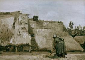 v.Gogh/Hut w.working peasant woman/1885