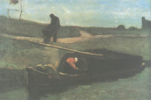 Torfboot mit zwei Figuren von Vincent van Gogh