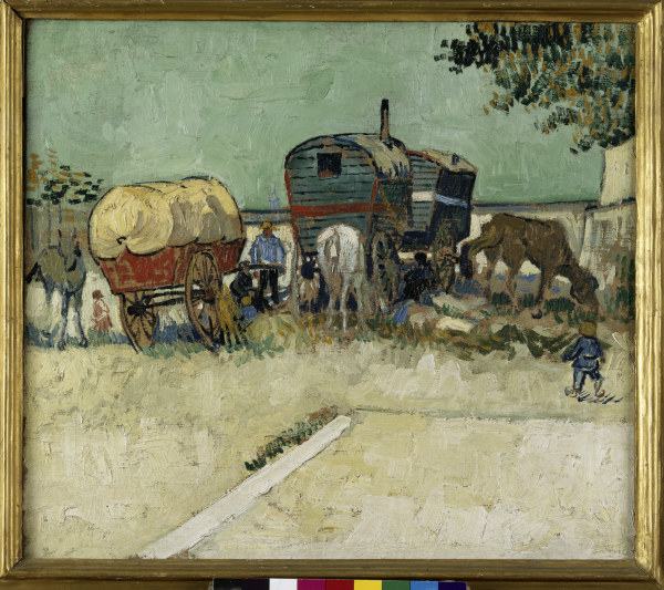 Van Gogh / Gypsy camp, horse-drawn wag. von Vincent van Gogh