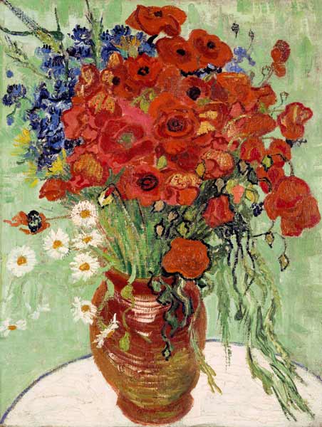 Stillleben, Vase mit Margeriten und Mohnblumen von Vincent van Gogh