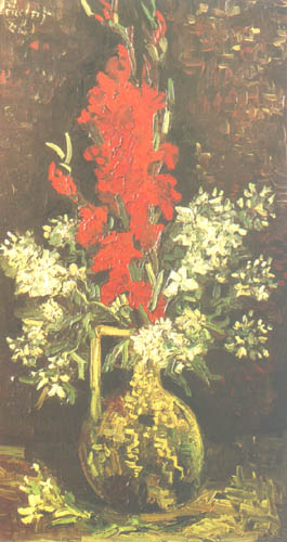 Vase mit Gladiolen und Nelken von Vincent van Gogh