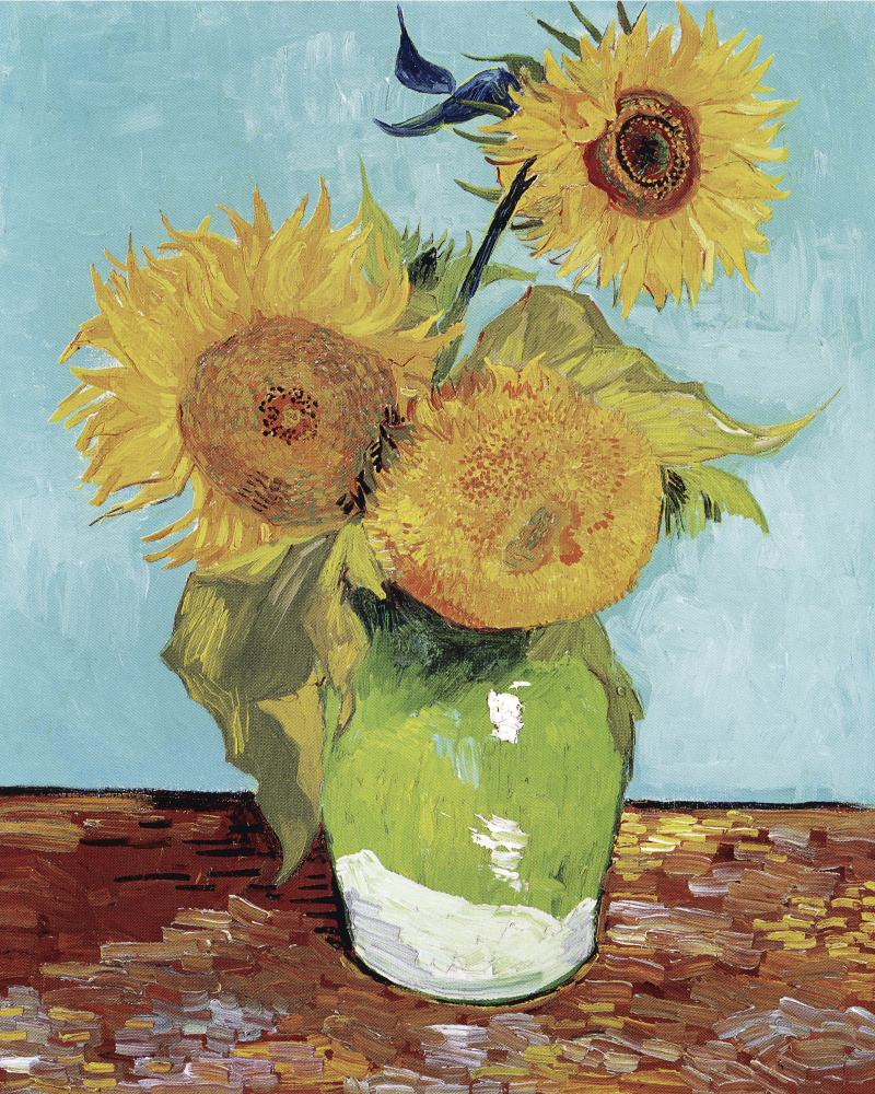 Vase mit drei Sonnenblumen von Vincent van Gogh