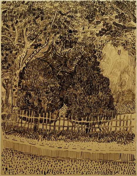 V.van Gogh, Park with Fence /Draw./1888 von Vincent van Gogh