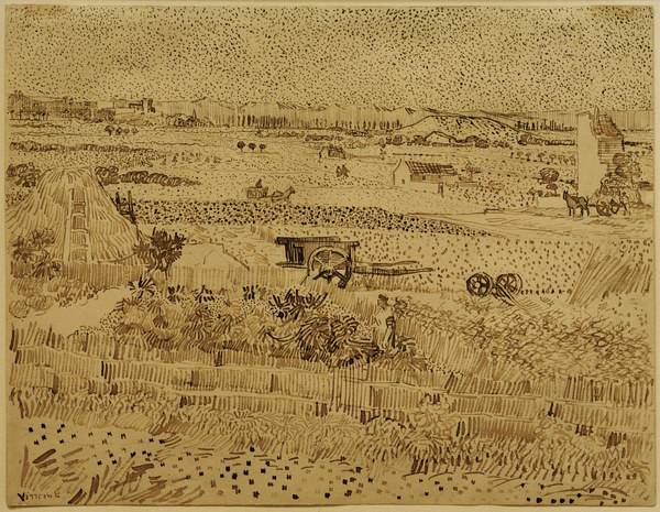 V.v.Gogh, Harvest, La Caru /Draw./ 1888 von Vincent van Gogh