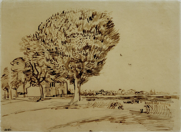 V.v.Gogh, Landscape w.House & Trees/1888 von Vincent van Gogh