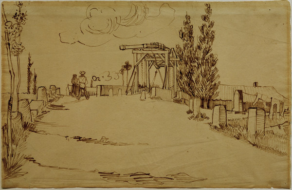 V.v.Gogh, Langlois Bridge /Drawing/ 1888 von Vincent van Gogh