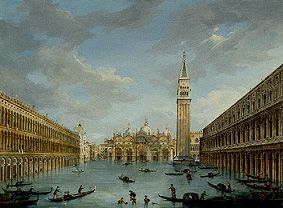 Der Markusplatz in Venedig bei Hochwasser von Vincenzo Chilone