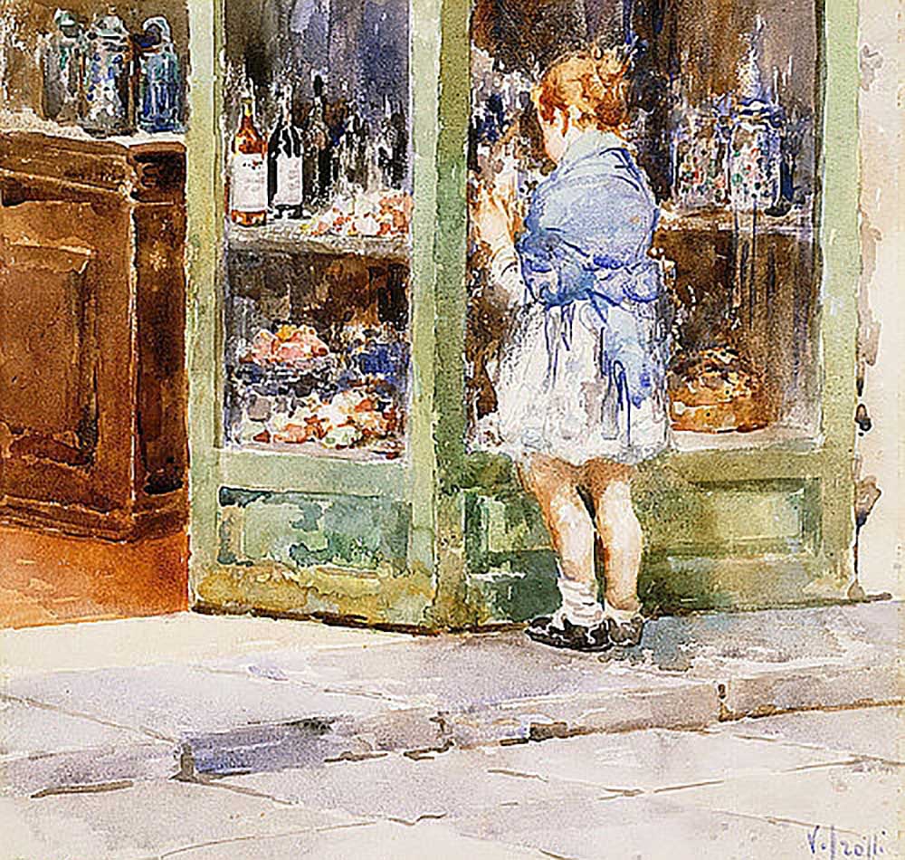 Ein Mädchen an einem Schaufenster von Vincenzo Irolli