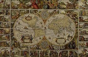 Erdkarte in Hemisphären (Feldherrnkarte) um 1617