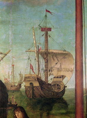 The Meeting and Departure of the Betrothed, from the St. Ursula Cycle, detail of a ship, 1490-96 (oi von Vittore Carpaccio
