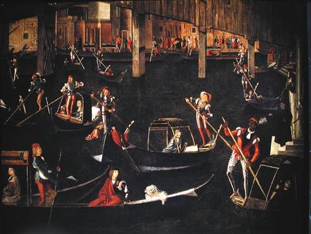 Gondoliers on the Grand Canal, detail from The Miracle of the Relic of the True Cross on the Rialto von Vittore Carpaccio