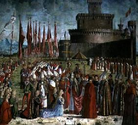 The Pilgrims Meet Pope Cyriac before the Walls of Rome, from the St. Ursula Cycle 1498
