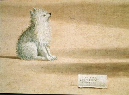 Vision of St. Augustine, detail of the dog von Vittore Carpaccio