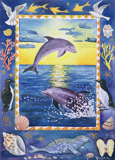 Dolphin, 1999 (w/c on paper)  von Vivika  Alexander