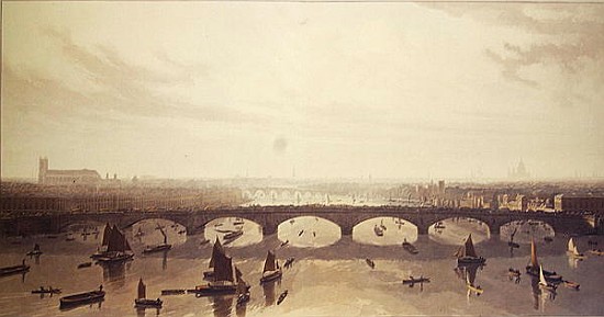 View of the Bridge now building over the Thames at Vauxhall von W Daniel