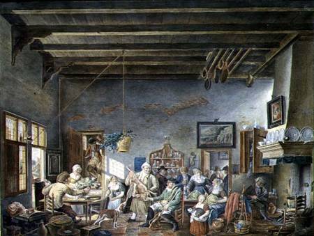 A Dutch Tavern Interior (after a painting by Johannes Petrus van Horstock) (1745-1825) 1824 von W. Jansens