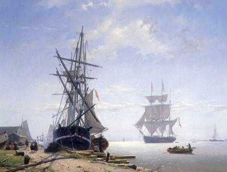 Ships in a Dutch Estuary von W.A. van Deventer