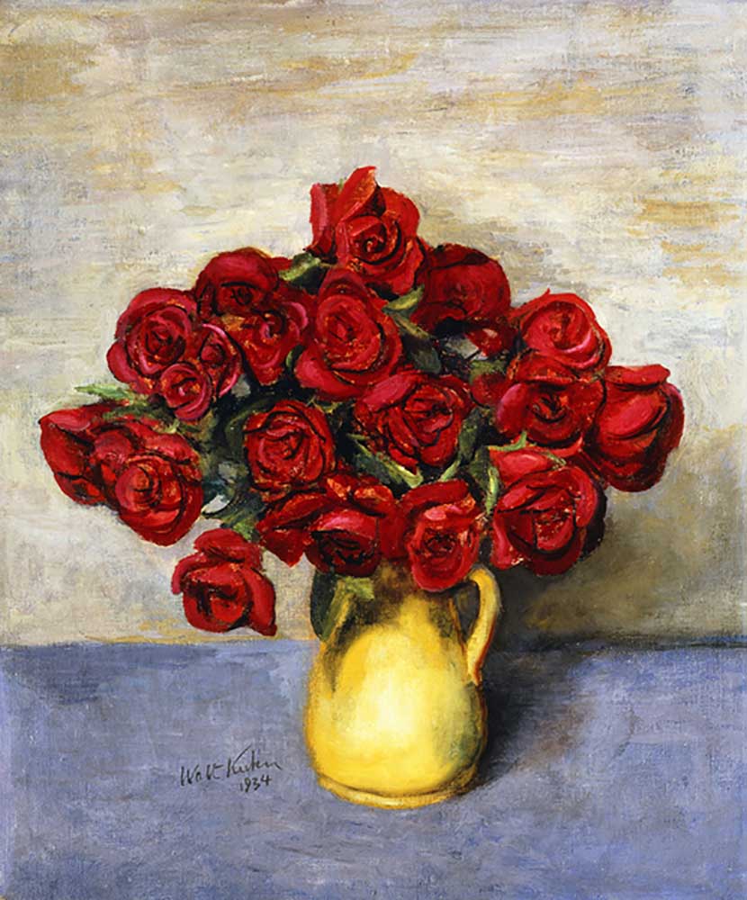 Rote Rosen in einem gelben Krug, 1934 von Walt Kuhn