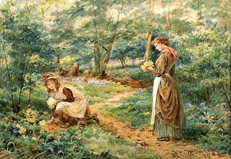 Girls Picking Wild Flowers von Walter Duncan
