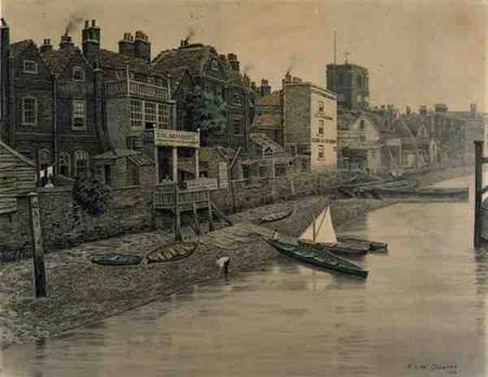A Thames View Showing the Adam and Eve Tavern in Chelsea von Walter Greaves