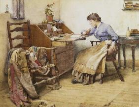 Beim Verfassen eines Briefs 1887