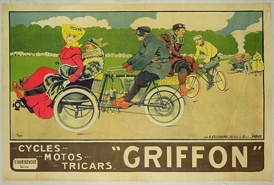 Poster advertising ''Griffon Cycles, Motos & Tricars'' von Walter Thor