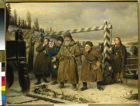 Eine Szene an den Eisenbahnschienen 1868