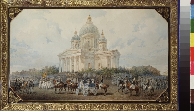 Parade vor der Isaakskathedrale in Sankt Petersburg von Wassili Sadownikow