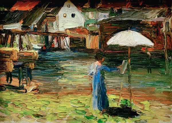 Münter, Gabriele Malerin; 1877-1962. Kallmünz - Gabriele Münter beim Malen I von Wassily Kandinsky