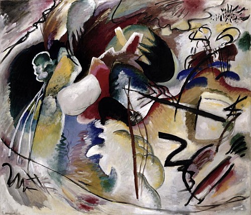 Painting with white form von Wassily Kandinsky