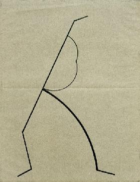 Analytische Zeichnung nach Photos der tanzenden Palucca, Nach oben strebende Gerade auf einfache Geb 1925