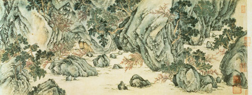 The Journey to the 'Land of the Immortals' detail of 'The Peach Blossom Spring' from a poem entitled von Wen  Zhengming