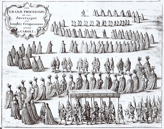 Grand Procession of the Sovereign and the Knights of the Garter at Windsor von Wenceslaus Hollar