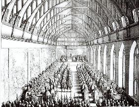 Garter Feast in St. George''s Hall, Windsor, in the time of Charles II