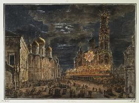 Illumination auf dem Kathedralenplatz anlässlich der Krönungsfeier des Kaisers Alexander I. 1801